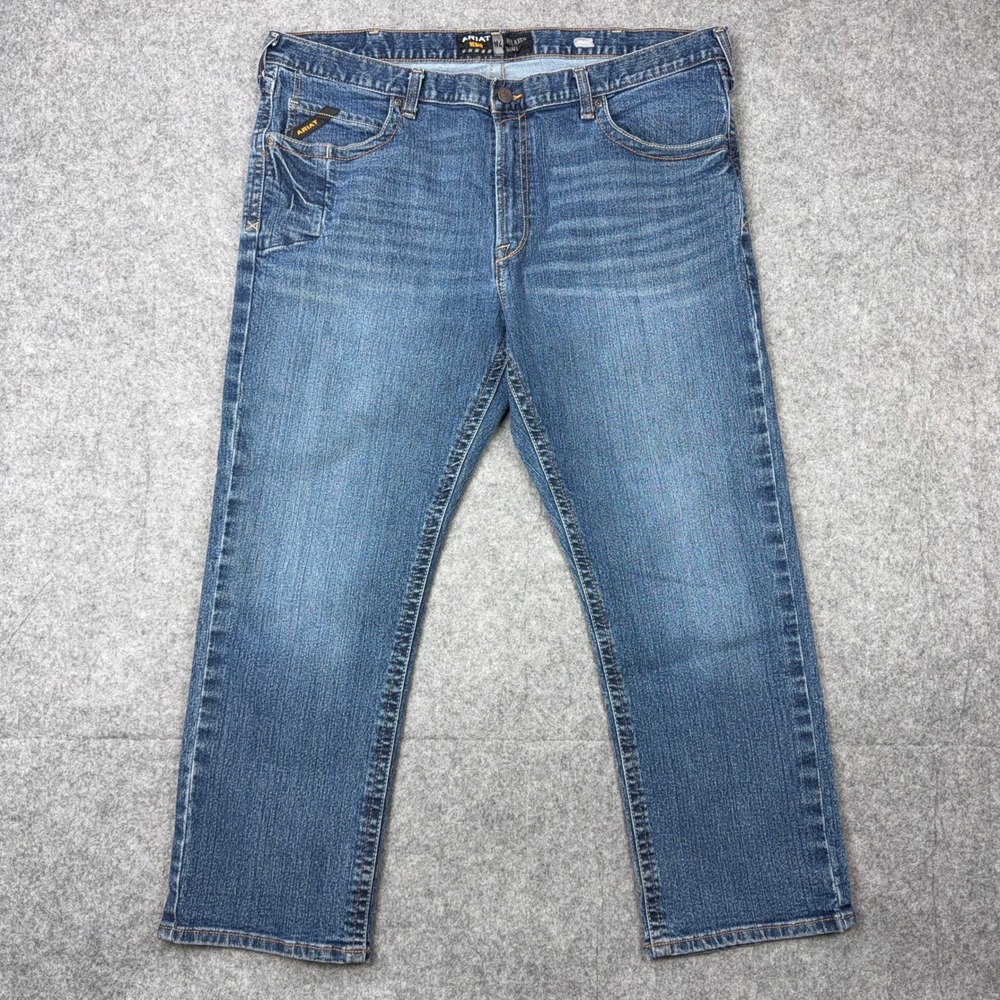 Ariat Jeans Mens 42x30 Blue Rebar M4 Relaxed Boot Cut Stretch Denim Workwear